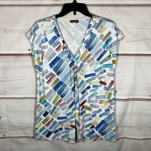 Simply Art By Dolcezza Top Womens L White Watercolor Brushstroke T-Shirt Artsy